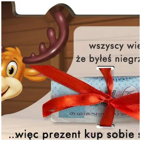 prezent na swieta boze narodzenie mikolajki karnet na banknot renifer kup sobie sam