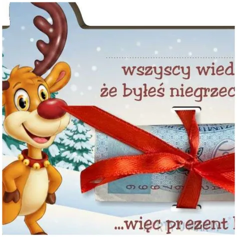 prezent na swieta boze narodzenie mikolajki karnet na banknot reniferek kup sobie sam