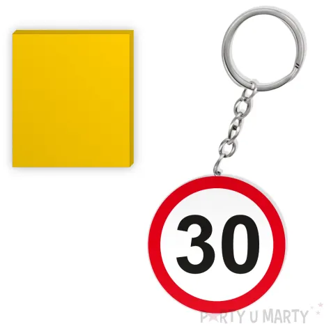 prezent na trzydzieste urodziny breloczek do kluczy z liczba 30 kolekcja traffic znak drogowy