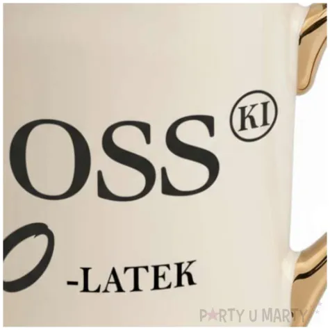 prezent na urodziny kubek bosski 90 latek kremowo zloty elegancki upominek 330 ml