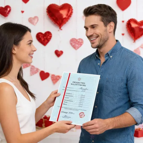 prezent na walentynki dla niego swiadectwo personalizacja certyfikat dyplom imie a4