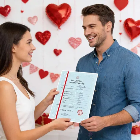 prezent na walentynki dla niego swiadectwo w ramce personalizacja certyfikat imie a4