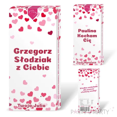 prezent na walentynki rocznice opakowanie na czekolade mix personalizacja z imieniem serca