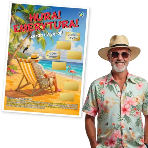 prezent z okazji przejscia na emeryture duza zdrapka hura emerytura emeryt upominek a4