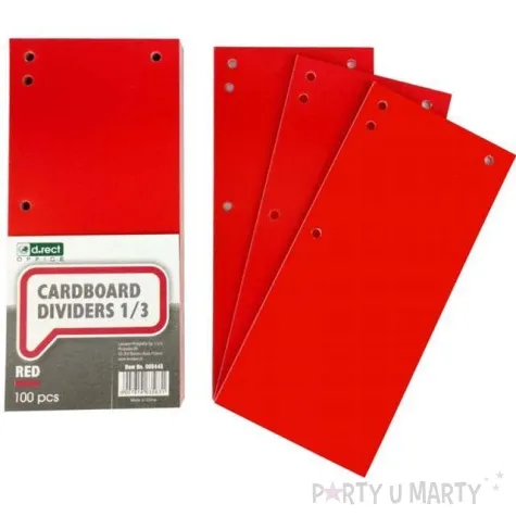przekladki kartonowe do segregatora czerwowe d rect 100 szt