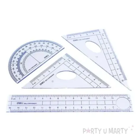 przybory geometryczne classic 4 elementy z linijka 15 cm transparent z granatem deli