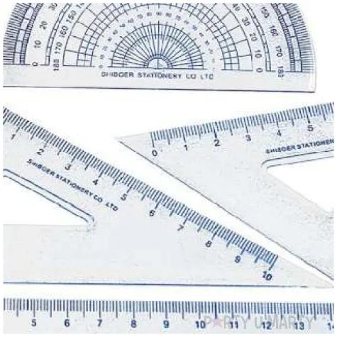 przybory geometryczne classic 4 elementy z linijka 15 cm transparent z granatem titanum