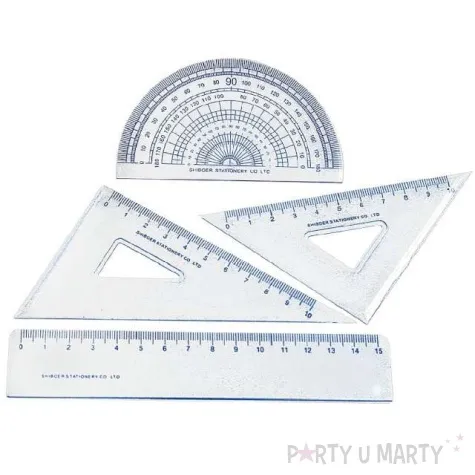 przybory geometryczne classic 4 elementy z linijka 15 cm transparent z granatem titanum