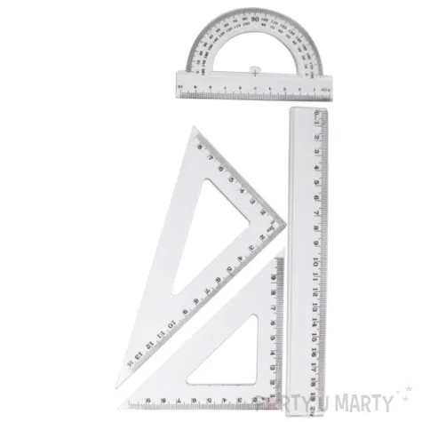 przybory geometryczne classic 4 elementy z linijka 20 cm transparent z czarnym titanum