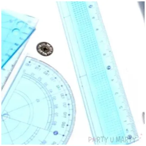 przybory geometryczne classic 6 elementow z cyrklem niebieski titanum