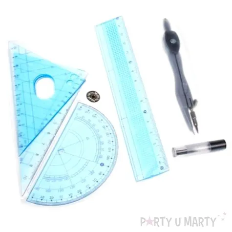 przybory geometryczne classic 6 elementow z cyrklem niebieski titanum