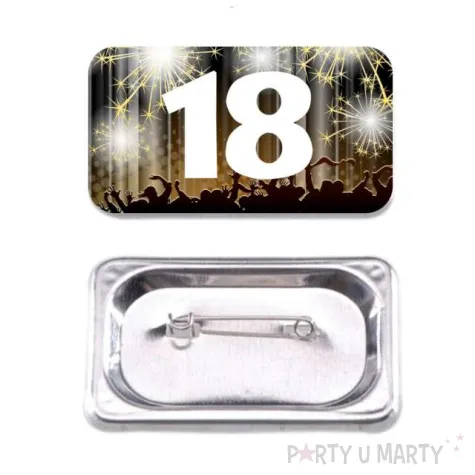 przypinka 18 urodziny prostokatna kolor mix 38x58 mm