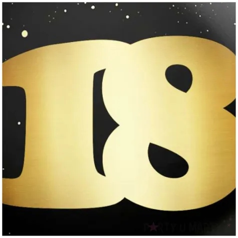 przypinka 18 urodziny zloto czarna okragla 56 mm