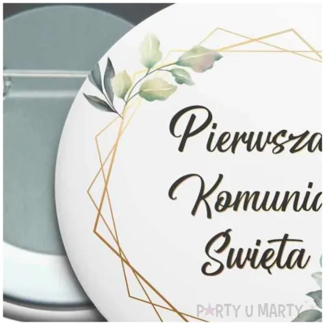 przypinka komunia swieta mietowa geometria okragla 56 mm