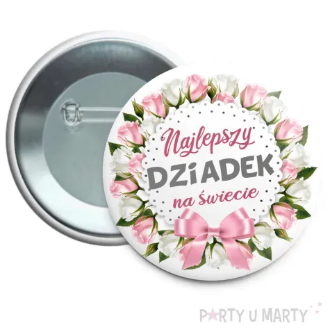 przypinka najlepszy dziadek na swiecie okragla 56 mm