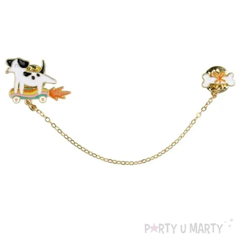 przypinka piesek i kosc partydeco