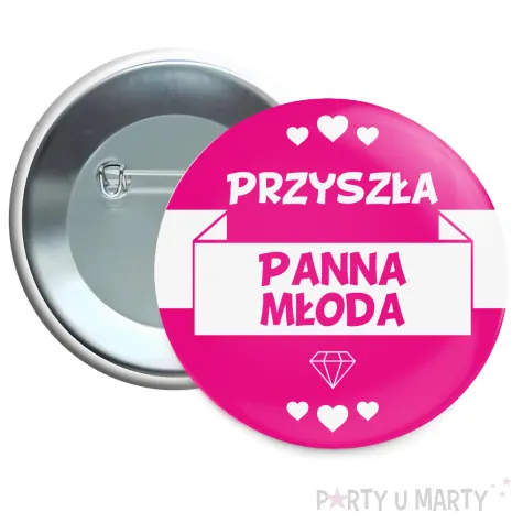 przypinka wieczor panienski przyszla panna mloda rozowy 5 6 cm