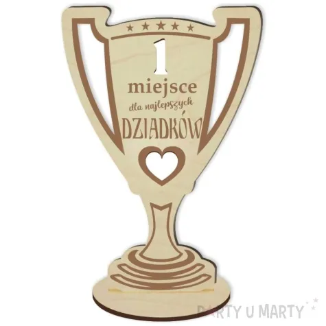 puchar 1 miejsce dla dziadkow drewniany 92 x 135 mm