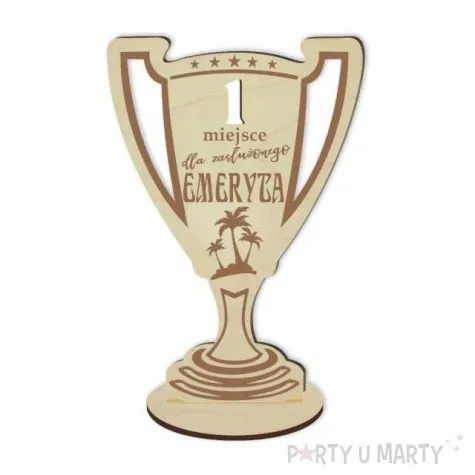 puchar 1 miejsce dla zasluzonego emeryta drewniany 92 x 135 mm