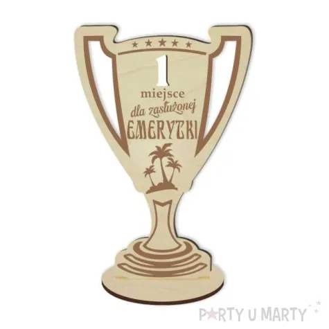 puchar 1 miejsce dla zasluzonej emerytki drewniany 92 x 135 mm