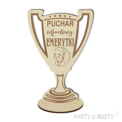 puchar dla odjazdowej emerytki drewniany 92 x 135 mm