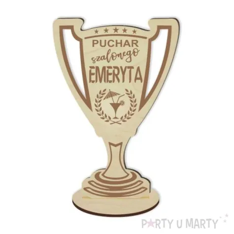puchar dla szalonego emeryta drewniany 92 x 135 mm