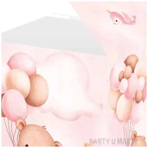 pudeleczka dla gosci misie z balonikami rozowy jasny congee 6 szt