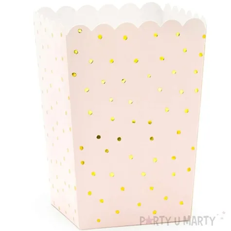 pudelka na popcorn classic kropki rozowe jasne partydeco 6 szt