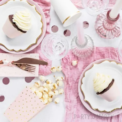 pudelka na popcorn classic kropki rozowe jasne partydeco 6 szt