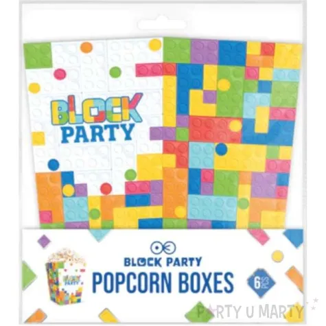 pudelka na popcorn klocki block party partypal 6 szt