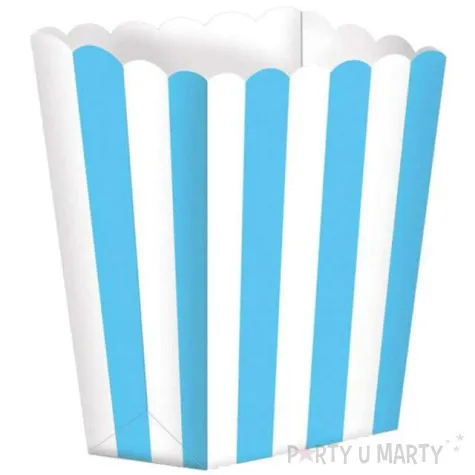 pudelka na popcorn paski blekitne 5 szt