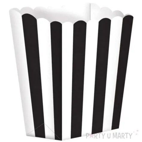 pudelka na popcorn paski czarne 5 szt