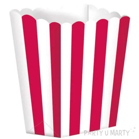 pudelka na popcorn paski czerwone 5 szt