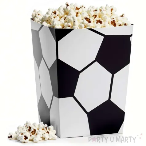 pudelka na popcorn pilka nozna biale partydeco 6szt
