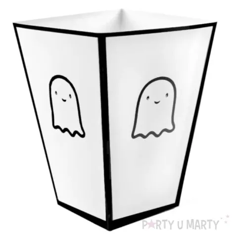 pudelka na popcorn wesoly duszek halloween czarno bialy congee 6 szt