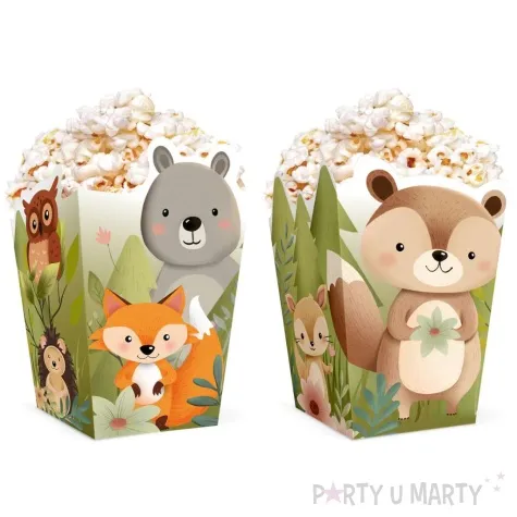 pudelka na popcorn zwierzeta lesni przyjaciele partypal 6 szt