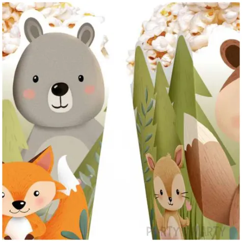 pudelka na popcorn zwierzeta lesni przyjaciele partypal 6 szt