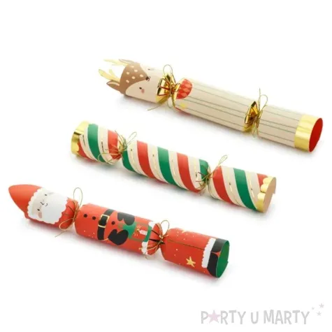 pudelka na prezenty cukierki z mikolajem i reniferem mix partydeco 32 cm 3 szt