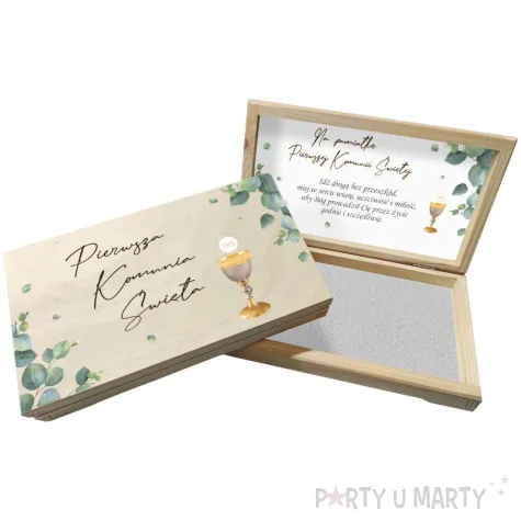 pudelko na banknoty komunia swieta eukaliptus z hostia 20x10 5 cm