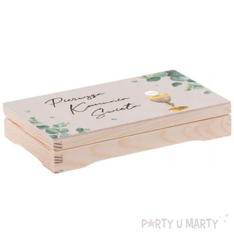 pudelko na banknoty komunia swieta eukaliptus z hostia 20x11 5 cm