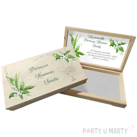 pudelko na banknoty komunia swieta konwalie 20x10 5 cm