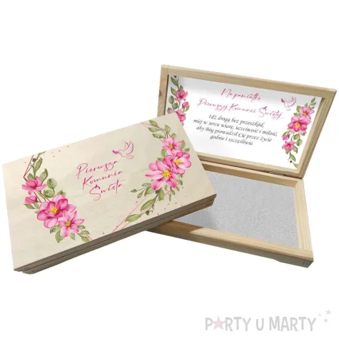 pudelko na banknoty komunia swieta rozowe serce 20x10 5 cm