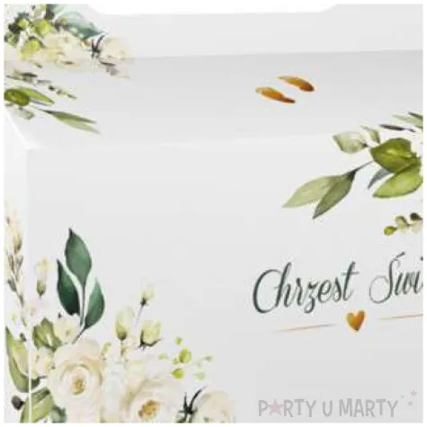 pudelko na ciasto chrzest kwiaty bialy toledo 5 szt