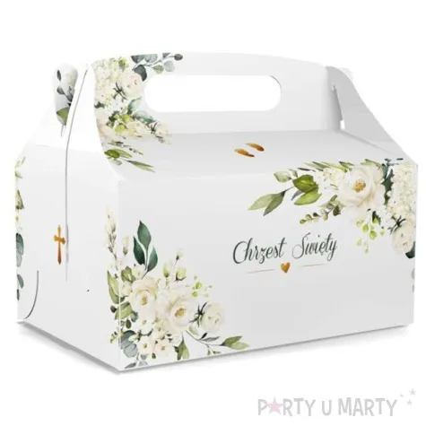 pudelko na ciasto chrzest kwiaty bialy toledo 5 szt