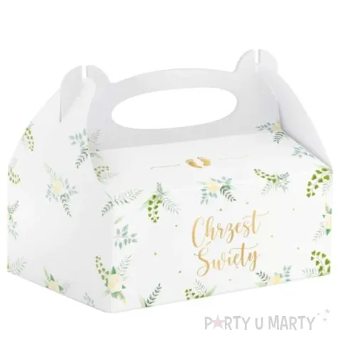 pudelko na ciasto chrzest swiety eukaliptus bialy partypal 10 szt