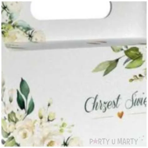 pudelko na ciasto chrzest swiety eukaliptus i serce bialy toledo 5 szt