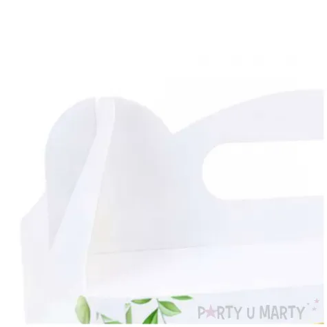 pudelko na ciasto chrzest swiety listki bialy dekolo 5 szt