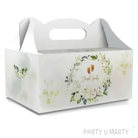 pudelko na ciasto chrzest swiety stopki bialy toledo 5 szt