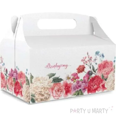 pudelko na ciasto dziekujemy czerwone roze bialy toledo 5 szt