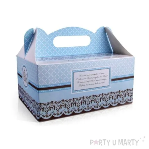 pudelko na ciasto komunia classic niebieskie 10 szt